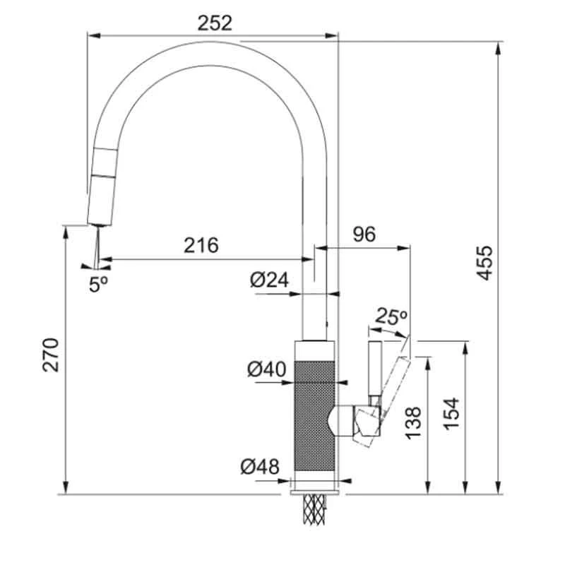 Franke Tessuto Single Lever Pull-Down Nozzle Tap - Brass - 115.0692.199 2 Franke Tessuto Single Lever Pull-Down Nozzle Tap - Brass - 115.0692.199 - Image 2
