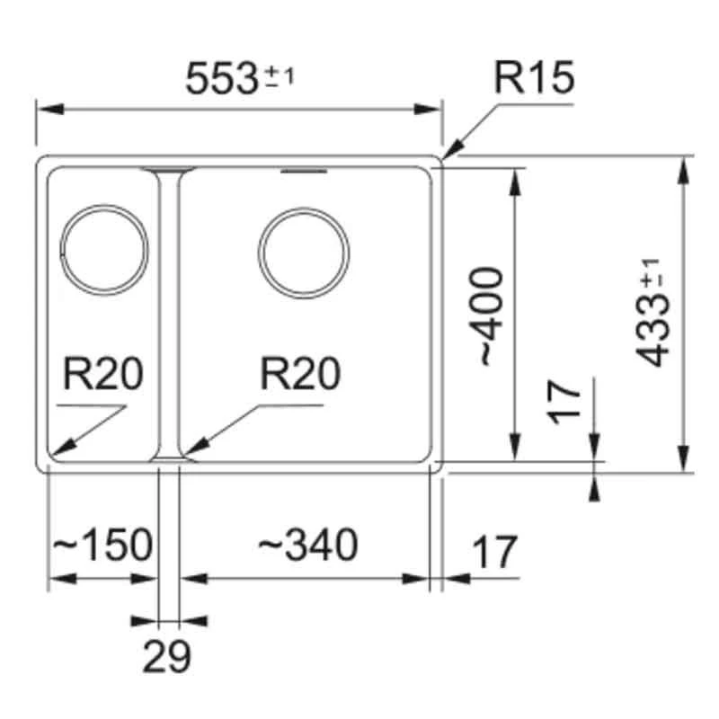 Franke Maris 1.5 Bowl Undermount Fragranite Kitchen Sink MRG 160-34-15 - Left Hand - Polar White - 125.0688.515 2 Franke Maris 1.5 Bowl Undermount Fragranite Kitchen Sink MRG 160-34-15 - Left Hand - Polar White - 125.0688.515 - Image 2