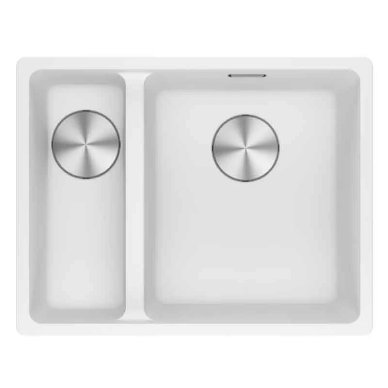 Franke Maris 1.5 Bowl Undermount Fragranite Kitchen Sink MRG 160-34-15 - Left Hand - Polar White - 125.0688.515 1 Franke Maris 1.5 Bowl Undermount Fragranite Kitchen Sink MRG 160-34-15 - Left Hand - Polar White - 125.0688.515
