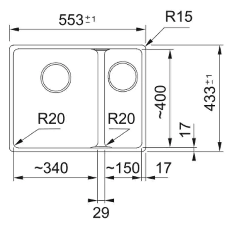 Franke Maris 1.5 Bowl Undermount Fragranite Kitchen Sink MRG 160-34-15 - Right Hand - Oyster - 125.0688.522 2 Franke Maris 1.5 Bowl Undermount Fragranite Kitchen Sink MRG 160-34-15 - Right Hand - Oyster - 125.0688.522 - Image 2