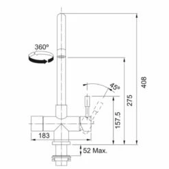 Franke Minerva Helix 4-in-1 Electronic Kitchen Tap - Stainless Steel - 119.0625.396 -Home Kitchen franke minerva 1190625396 dimensions 1