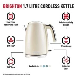 Haden Brighton Cornish 1.7 Litre Kettle - Cream - 203892 -Home Kitchen h a haden brighton cornish 203892 2