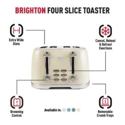 Haden Brighton Cornish 4 Slice Toaster - Cream - 203908 -Home Kitchen h a haden brighton cornish 203908 2