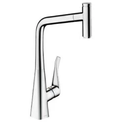 Hansgrohe Metris Select M71 EcoSmart Single Lever Kitchen Mixer Tap 320 With Pull-Out Spout & Sbox Single Spray Mode - Chrome - 73807000