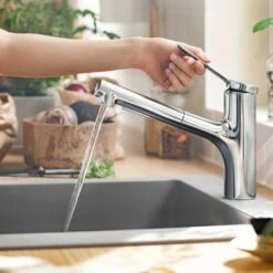 Hansgrohe Zesis M33 Single Lever Kitchen Mixer Tap 150 With Pull-Out Spray 2Jet Sbox Lite - Chrome - 74803000 -Home Kitchen h a hansgrohe 74803000 lifestyle