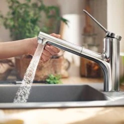 Hansgrohe Zesis M33 Single Lever Kitchen Mixer Tap 150 With Pull-Out Spray 2Jet Sbox Lite - Chrome - 74803000 -Home Kitchen h a hansgrohe 74803000 lifestyle1