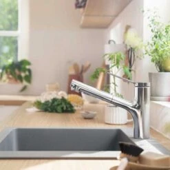 Hansgrohe Zesis M33 Single Lever Kitchen Mixer Tap 150 With Pull-Out Spray 2Jet Sbox Lite - Chrome - 74803000 -Home Kitchen h a hansgrohe 74803000 lifestyle2