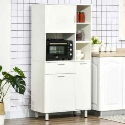 HOMCOM Modern Freestanding Kitchen Cabinet With Shelves - White - 835-696V00WT