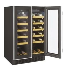 Hoover H500 HWCB 60D UK/N 60cm 2-Door Wine Cooler - Black Glass & Stainless Steel -Home Kitchen h o hoover hwcb60dukn side