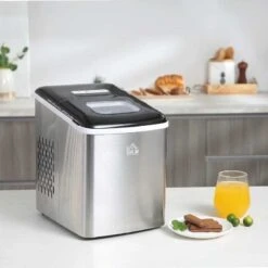 HOMCOM 12kg Portable Countertop Ice Maker Machine - Stainless Steel & Black - 800-075V70 -Home Kitchen homcom 800075v70 lifestyle