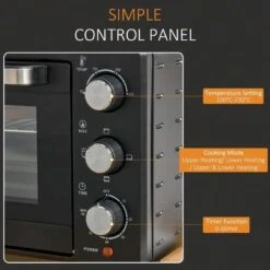 HOMCOM 1400W 21 Litre Mini Countertop Oven & Grill - Black - 800-085V70 -Home Kitchen homcom 800085v70 control panel