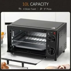 HOMCOM 750W 9 Litre Mini Countertop Oven & Grill - Black - 800-088 -Home Kitchen homcom 800088 capacity