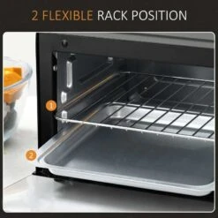 HOMCOM 750W 9 Litre Mini Countertop Oven & Grill - Black - 800-088 -Home Kitchen homcom 800088 rack