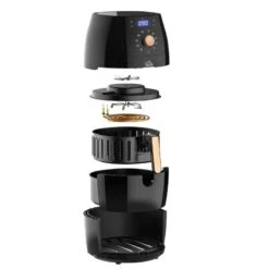 HOMCOM 1700W 5.5 Litre Air Fryer With Digital Display - Black - 800-094V70 -Home Kitchen homcom 800094v70 compartments