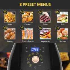 HOMCOM 1700W 5.5 Litre Air Fryer With Digital Display - Black - 800-094V70 -Home Kitchen homcom 800094v70 features1