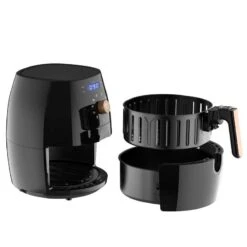 HOMCOM 1700W 5.5 Litre Air Fryer With Digital Display - Black - 800-094V70 -Home Kitchen homcom 800094v70 inner view