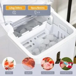 HOMCOM 12kg Portable Countertop Ice Maker Machine - White - 800-101 -Home Kitchen homcom 800101 features 1