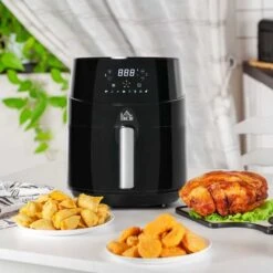 HOMCOM 1500W 4.5 Litre Air Fryer With Digital Display - Black - 800-124V70 -Home Kitchen homcom 800124v70