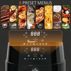 HOMCOM 1500W 4.5 Litre Air Fryer With Digital Display - Black - 800-124V70 -Home Kitchen homcom 800124v70 menus