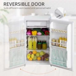 HOMCOM 91 Litre Freestanding Under Counter Fridge With Chiller Box - White - 800-129V70WT 18 HOMCOM 91 Litre Freestanding Under Counter Fridge With Chiller Box - White - 800-129V70WT -Home Kitchen homcom 800129v70wt features1