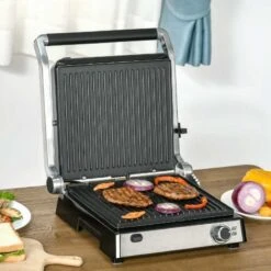 HOMCOM 2000W Health Grill & Pannini Maker - Black - 800-137V70 -Home Kitchen homcom 800137v70 main image