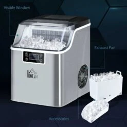 HOMCOM 20kg Portable Countertop Ice Maker Machine - Stainless Steel - 800-139V70 -Home Kitchen homcom 800139v70 features