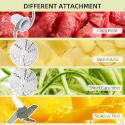 HOMCOM 500W 1.5 Litre Food Processor - Silver - 800-140V70 -Home Kitchen homcom 8001407v10 attachments