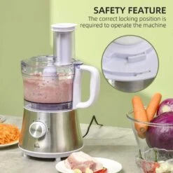 HOMCOM 500W 1.5 Litre Food Processor - Silver - 800-140V70 -Home Kitchen homcom 8001407v10 safety