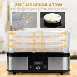 HOMCOM 245W 5 Tier Food Dehydrator - Silver - 800-142V70 -Home Kitchen homcom 800142v70 1 information