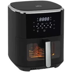 HOMCOM 1500W 6.7 Litre Air Fryer With Digital Display - Black - 800-147V71BK -Home Kitchen homcom 80014771bk