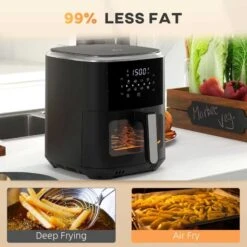 HOMCOM 1500W 6.7 Litre Air Fryer With Digital Display - Black - 800-147V71BK -Home Kitchen homcom 80014771bk features