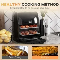HOMCOM 1800W 12 Litre Air Fryer With Digital Display - Black - 800-149V70 -Home Kitchen homcom 800149v70 information