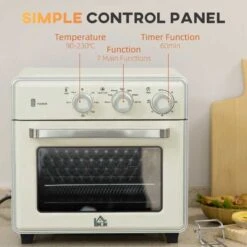 HOMCOM 1400W 20 Litre Mini Toaster Oven - Cream White - 800-152V70CW -Home Kitchen homcom 800152v70cw control panel