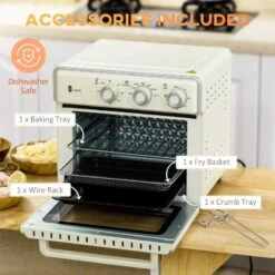 HOMCOM 1400W 20 Litre Mini Toaster Oven - Cream White - 800-152V70CW -Home Kitchen homcom 800152v70cw features1