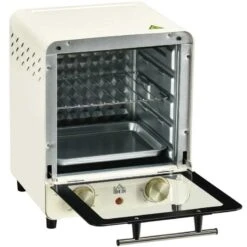 HOMCOM 1000W 15 Litre Mini Countertop Oven & Grill - Cream White - 800-153V70CW -Home Kitchen homcom 800153v70cw door open