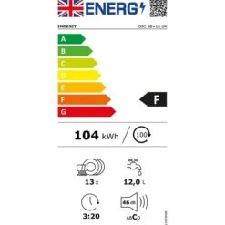 Indesit DIO 3T131 FE UK Fully Integrated 14 Place Dishwasher - White -Home Kitchen indesit di03t131uk 3