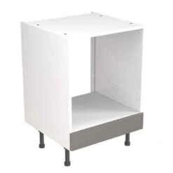 Kitchen Kit Slab 600mm Base Oven Cabinet - Super Gloss - Dust Grey - Flatpacked - FKKF0305