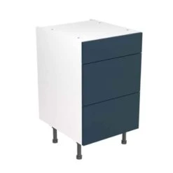 Kitchen Kit Slab 500mm 3 Drawer Base Cabinet - Ultra Matt - Indigo Blue - Flatpacked - FKKF1341
