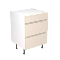 Kitchen Kit J-Pull 600mm 3 Drawer Base Cabinet - Super Gloss - Cashmere - Flatpacked - FKKJ0106
