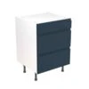 Kitchen Kit J-Pull 600mm 3 Drawer Base Cabinet - Ultra Matt - Indigo Blue - Flatpacked - FKKJ1306