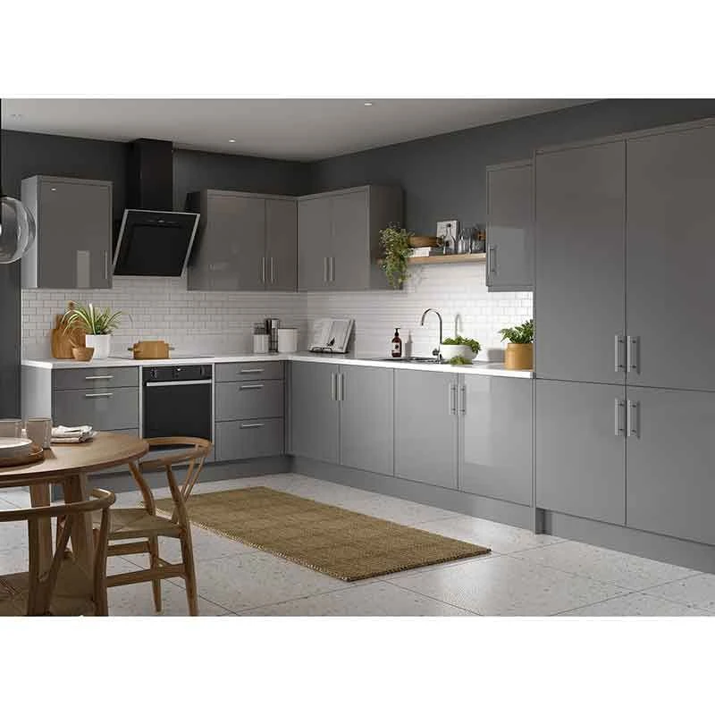 Kitchen Kit Rigid Slab 600mm Blind Corner Wall Cabinet - Super Gloss - Dust Grey - Pre-Assembled - RKKF0316 2 Kitchen Kit Rigid Slab 600mm Blind Corner Wall Cabinet - Super Gloss - Dust Grey - Pre-Assembled - RKKF0316 - Image 2