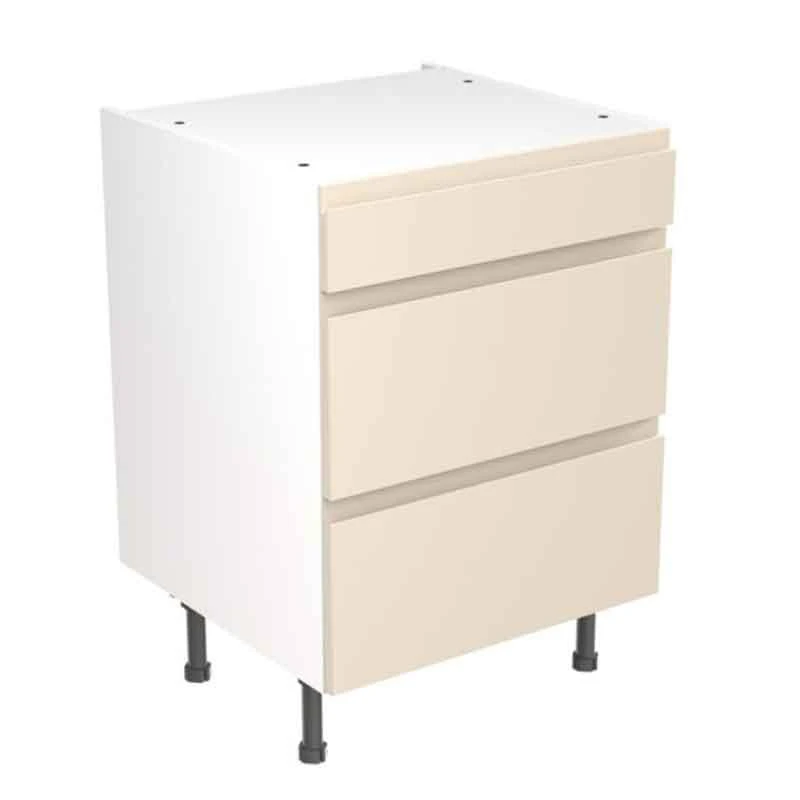 Kitchen Kit Rigid J-Pull 600mm 3 Drawer Base Cabinet - Ultra Matt - Cashmere - Pre-Assembled - RKKJ0606 1 Kitchen Kit Rigid J-Pull 600mm 3 Drawer Base Cabinet - Ultra Matt - Cashmere - Pre-Assembled - RKKJ0606