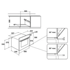 Indesit Aria IFW 6230 WH UK Built-In Single Electric Oven - White -Home Kitchen l i lin2112 dimensions
