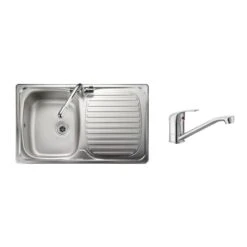 Leisure Linear Compact 1 Bowl Inset Kitchen Sink Reversible With Leisure Aquamono Single Lever Kitchen Mixer Tap & Waste - LR8001/TMO40