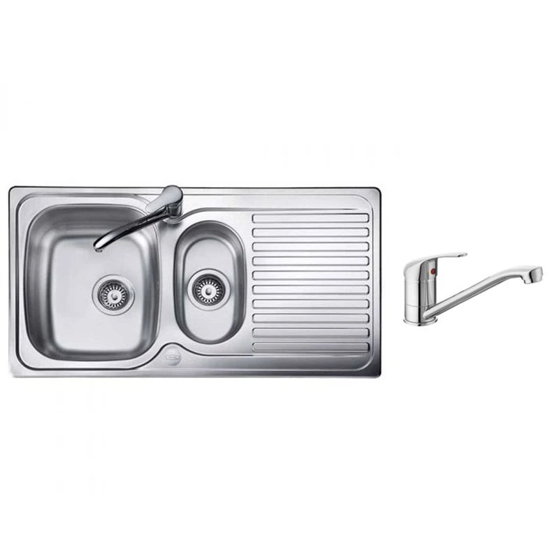 Leisure Linear 1.5 Bowl Inset Kitchen Sink With Leisure Aquamono Single Lever Kitchen Mixer Tap & Waste - LR9502/TMO40 1 Leisure Linear 1.5 Bowl Inset Kitchen Sink With Leisure Aquamono Single Lever Kitchen Mixer Tap & Waste - LR9502/TMO40
