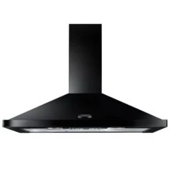 Rangemaster 110cm Chimney Hood Black/Chrome - LEIHDC110BC/