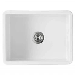 Thomas Denby Metro 1 Bowl Ceramic Large Bowl Kitchen Sink - White - MET1050