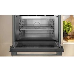 Neff N70 C24GR3XG1B Built In Compact Microwave And Grill - Black With Graphite Grey Trim -Home Kitchen n e neff n70 c24gr3xg1b microwave and grill open