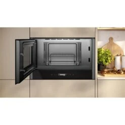 Neff N70 NL4GR31G1B Built In Microwave And Grill - Black With Graphite Grey Trim -Home Kitchen n e neff n70 nl4gr31g1b microwave and grill open2