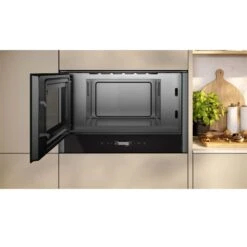 Neff N70 NL4WR21G1B Built In Microwave - Black With Graphite Grey Trim -Home Kitchen n e neff n70 nl4wr21g1b built in microwave open2